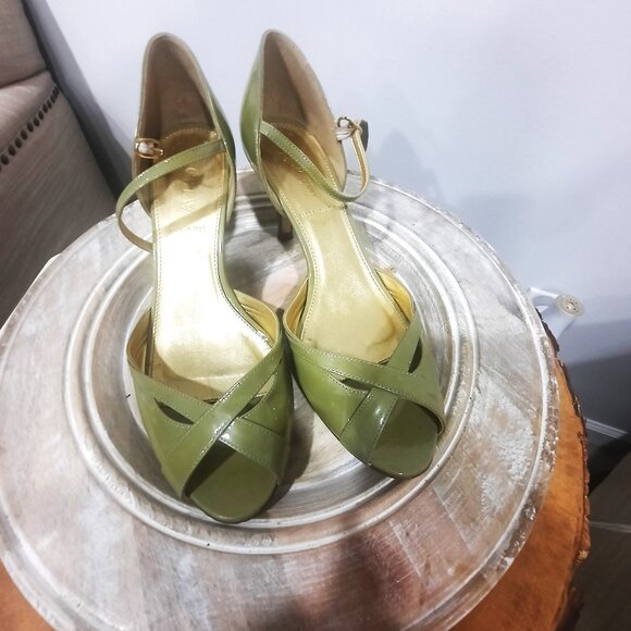 J. Crew Mary Jane Leather Heels Sage Green Size 8 Womens MSRP $168 - Picture 10 of 10